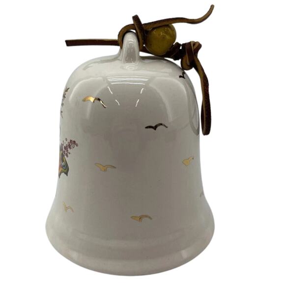 Vintage Porcelain Bell Hand Painted Butterfly Design Home Decor Accent 4.25" - Picture 5 of 13